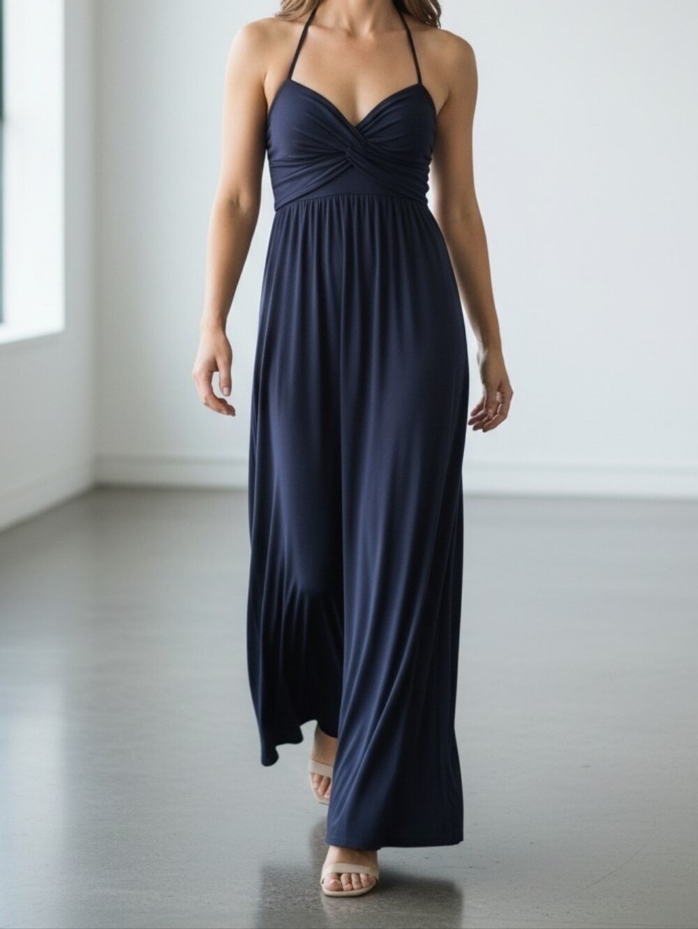 Garnet Hill Twist Front Maxi Jersey Dress S
